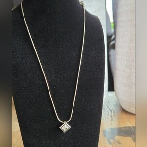 BRIGHTON Snake Silver Chain Necklace w/ Small Mini Crystal Pendant